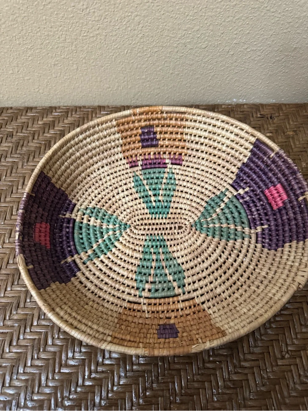 Vintage Basket Woven Colorful Design